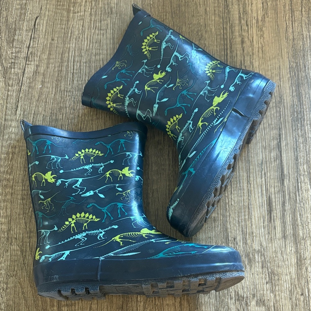 Kids Dinosaur Print Rain Boots - Blue and Green
